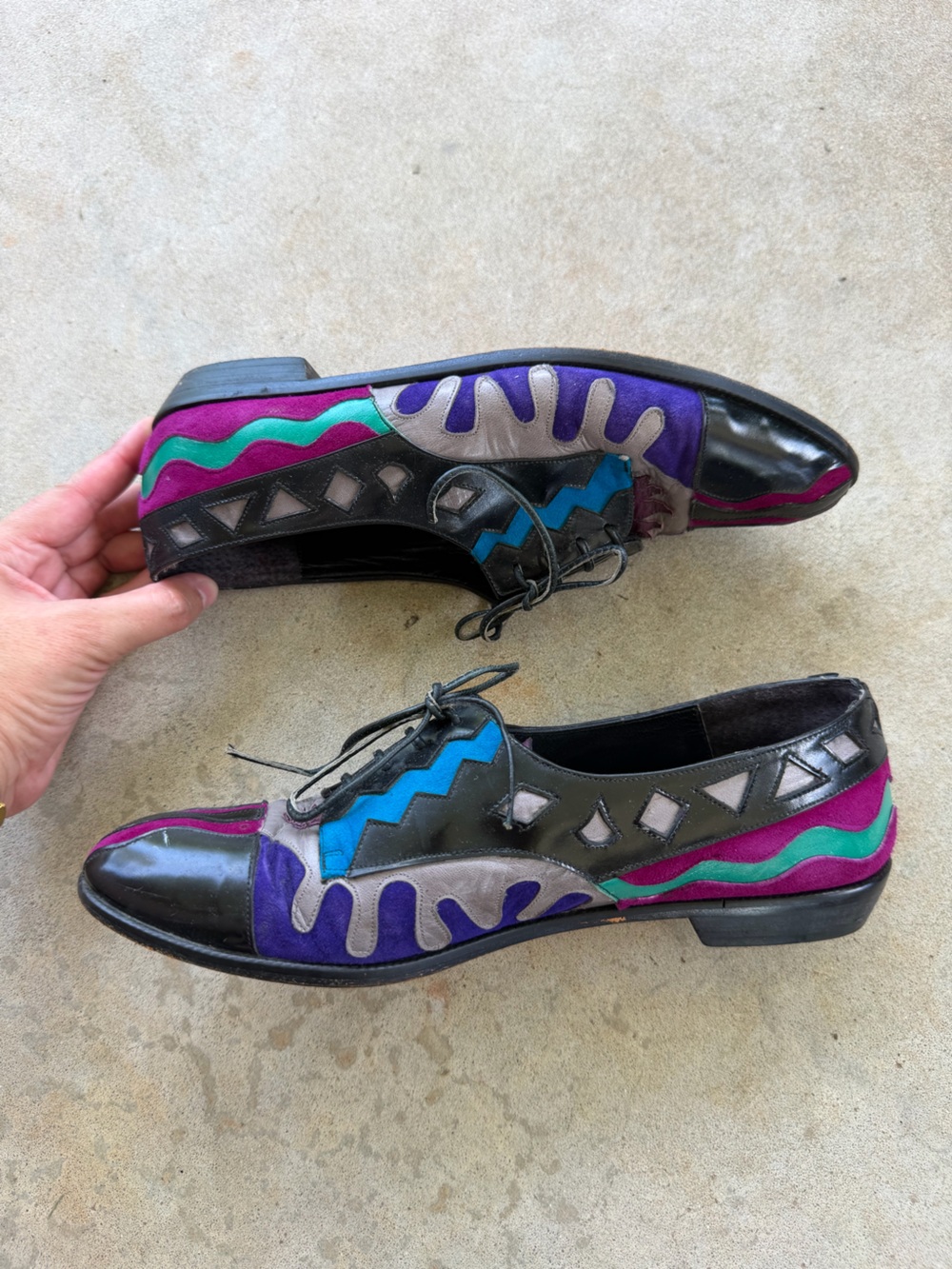 Beverly Feldman Vintage Leather Colorful Patchwork Oxford Shoes Women’s 9.5 - Picture 7 of 15